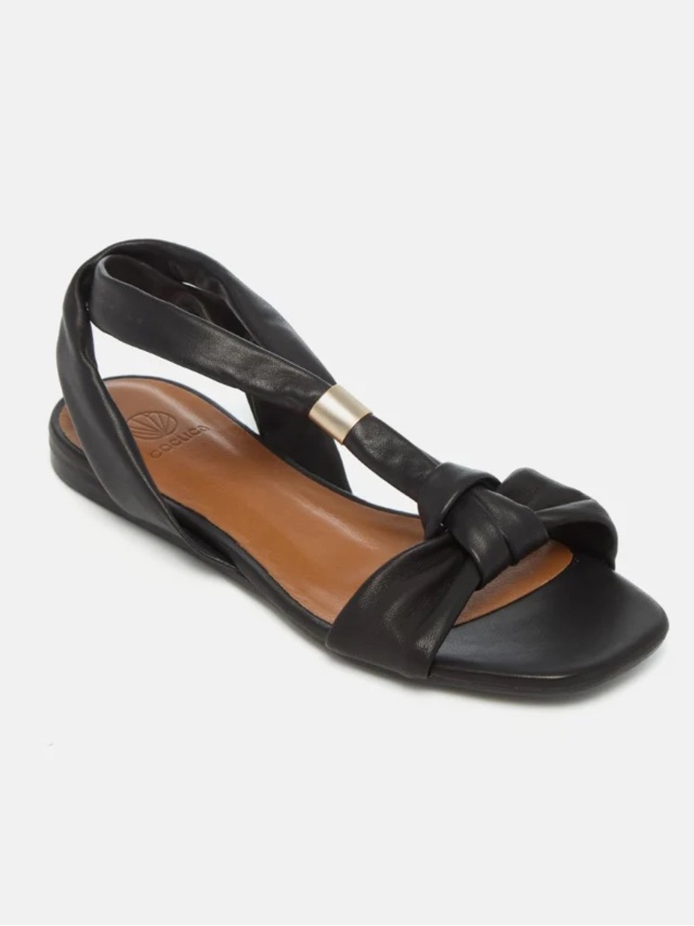 Coclico Anthropologie Ace Black Leather Sandals 1” Heel Size 37.5 7